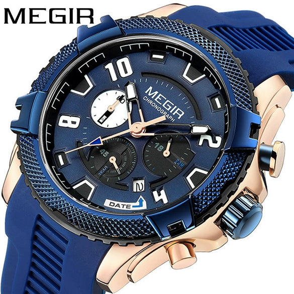 Multifunctional Chronograph Quartz Watch Alloy Case Mineral Strengthened Glass Mirror Silicone Strap Stainless Steel Clasp Round Dial Men's Watch