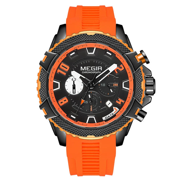 Multifunctional Chronograph Quartz Watch Alloy Case Mineral Strengthened Glass Mirror Silicone Strap Stainless Steel Clasp Round Dial Men's Watch