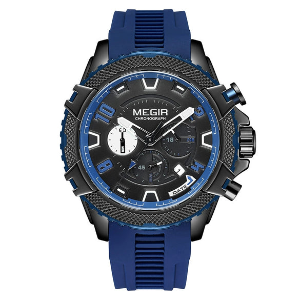Multifunctional Chronograph Quartz Watch Alloy Case Mineral Strengthened Glass Mirror Silicone Strap Stainless Steel Clasp Round Dial Men's Watch