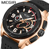 Multifunctional Chronograph Sport Men's Watch Alloy Case Mineral Strengthened Glass Mirror Silicone Strap Stainless Steel Clasp Round Dial