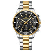 Multifunctional Chronograph Threeeye Quartz Watch Alloy Case Stainless Steel Strap Round Dial Business Style Waterproof Luminous For Men