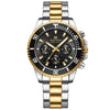 Multifunctional Chronograph Threeeye Quartz Watch Alloy Case Stainless Steel Strap Round Dial Business Style Waterproof Luminous For Men