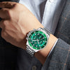 Multifunctional Chronograph Threeeye Quartz Watch Alloy Case Stainless Steel Strap Round Dial Business Style Waterproof Luminous For Men