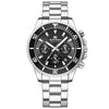 Multifunctional Chronograph Threeeye Quartz Watch Alloy Case Stainless Steel Strap Round Dial Business Style Waterproof Luminous For Men