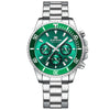 Multifunctional Chronograph Threeeye Quartz Watch Alloy Case Stainless Steel Strap Round Dial Business Style Waterproof Luminous For Men