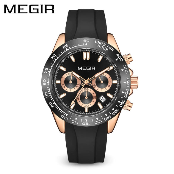 Multifunctional Chronograph Waterproof Sports Quartz Watch For Men Alloy Case Silicone Strap Stainless Steel Clasp Mineral Strengthened Glass Mirror Round Dial