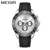Multifunctional Chronograph Waterproof Sports Quartz Watch For Men Alloy Case Silicone Strap Stainless Steel Clasp Mineral Strengthened Glass Mirror Round Dial
