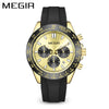 Multifunctional Chronograph Waterproof Sports Quartz Watch For Men Alloy Case Silicone Strap Stainless Steel Clasp Mineral Strengthened Glass Mirror Round Dial