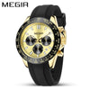 Multifunctional Chronograph Waterproof Sports Quartz Watch For Men Alloy Case Silicone Strap Stainless Steel Clasp Mineral Strengthened Glass Mirror Round Dial
