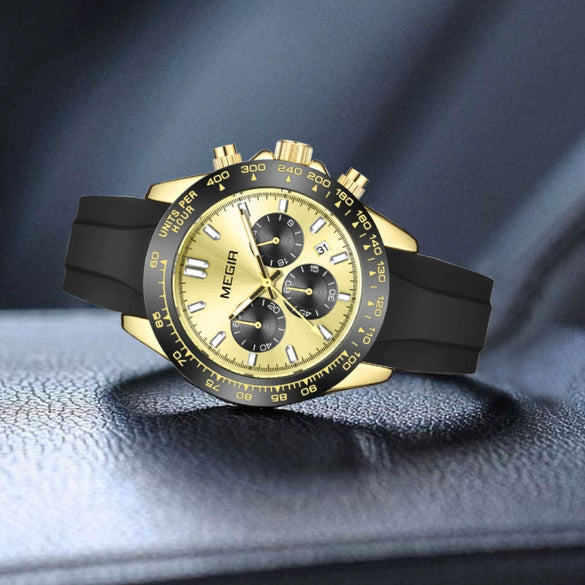 Multifunctional Chronograph Waterproof Sports Quartz Watch For Men Alloy Case Silicone Strap Stainless Steel Clasp Mineral Strengthened Glass Mirror Round Dial