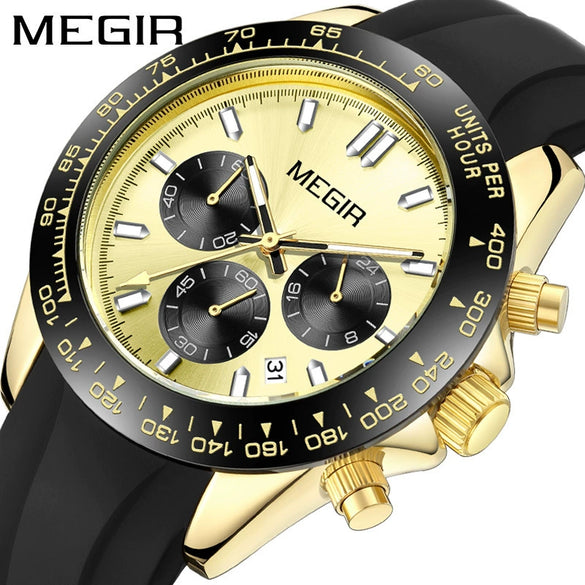 Multifunctional Chronograph Waterproof Sports Quartz Watch For Men Alloy Case Silicone Strap Stainless Steel Clasp Mineral Strengthened Glass Mirror Round Dial