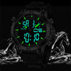 Multifunctional Double Display Sports Watch Metal Case Mineral Strengthened Glass Mirror Silicone Strap Round Dial For Men