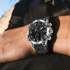 Multifunctional Double Display Sports Watch Metal Case Mineral Strengthened Glass Mirror Silicone Strap Round Dial For Men