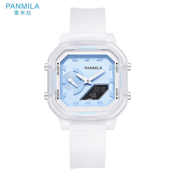Multifunctional Electronic Jelly Silicone Watch For Students Square Dial Plastic Case And Mirror