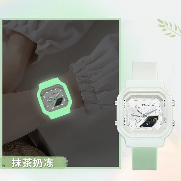 Multifunctional Electronic Jelly Silicone Watch For Students Square Dial Plastic Case And Mirror