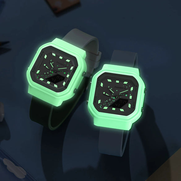 Multifunctional Electronic Jelly Silicone Watch For Students Square Dial Plastic Case And Mirror