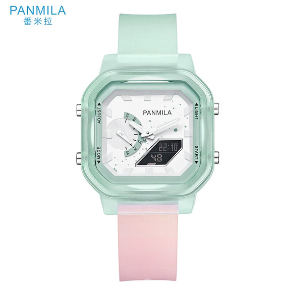 Multifunctional Electronic Jelly Silicone Watch For Students Square Dial Plastic Case And Mirror
