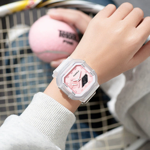 Multifunctional Electronic Jelly Silicone Watch For Students Square Dial Plastic Case And Mirror