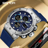 Multifunctional Electronic Men's Watch With Dual Display Round Dial Acrylic Mirror Tpu Strap Abs Material For Outdoor Sports