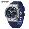 Multifunctional Electronic Men's Watch With Dual Display Round Dial Acrylic Mirror Tpu Strap Abs Material For Outdoor Sports
