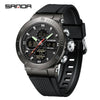 Multifunctional Electronic Men's Watch With Dual Display Round Dial Acrylic Mirror Tpu Strap Abs Material For Outdoor Sports