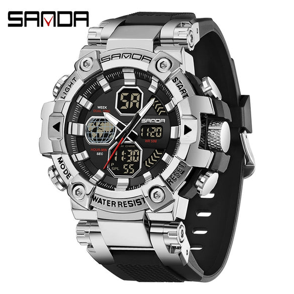 Multifunctional Electronic Sports Watch For Students Tpu Zinc Alloyabs Acrylic Mirror Round Dial