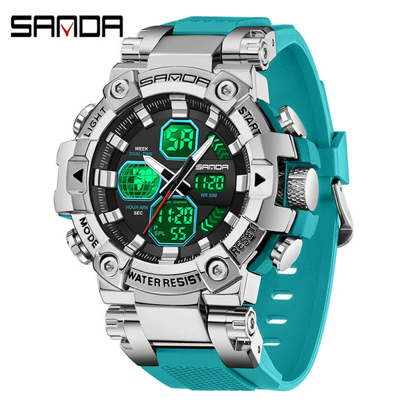 Multifunctional Electronic Sports Watch For Students Tpu Zinc Alloyabs Acrylic Mirror Round Dial