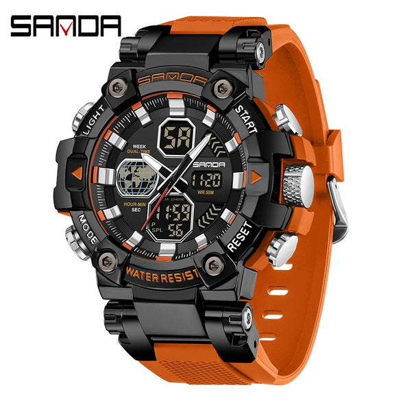 Multifunctional Electronic Sports Watch For Students Tpu Zinc Alloyabs Acrylic Mirror Round Dial