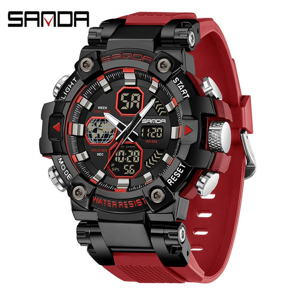 Multifunctional Electronic Sports Watch For Students Tpu Zinc Alloyabs Acrylic Mirror Round Dial