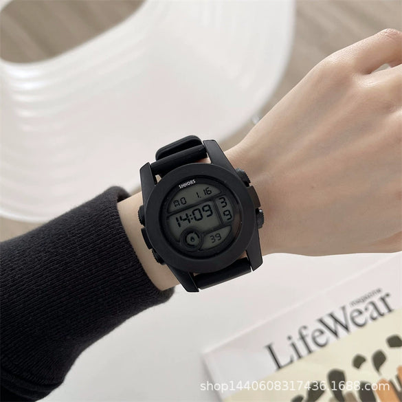 Multifunctional Electronic Watch Plastic Case Silicone Strap Sports Style Universal Gender