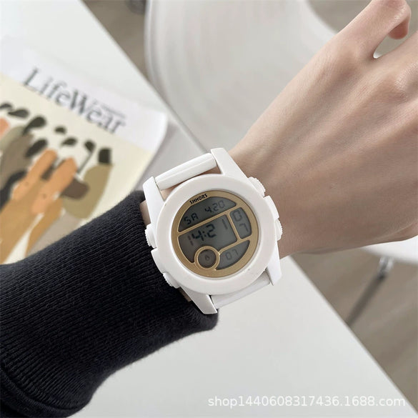 Multifunctional Electronic Watch Plastic Case Silicone Strap Sports Style Universal Gender