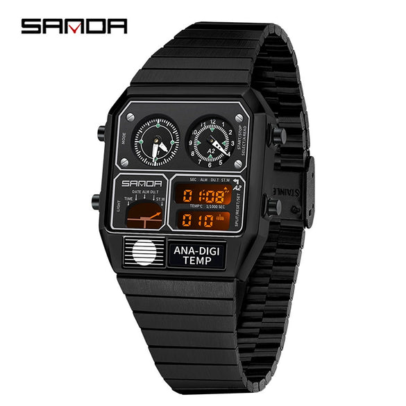 Multifunctional Electronic Watch Square Steel Band Luminous Highend Style