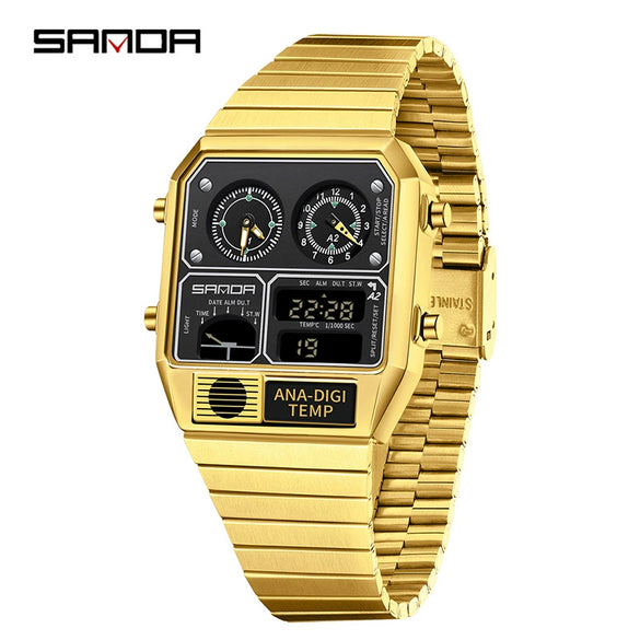 Multifunctional Electronic Watch Square Steel Band Luminous Highend Style