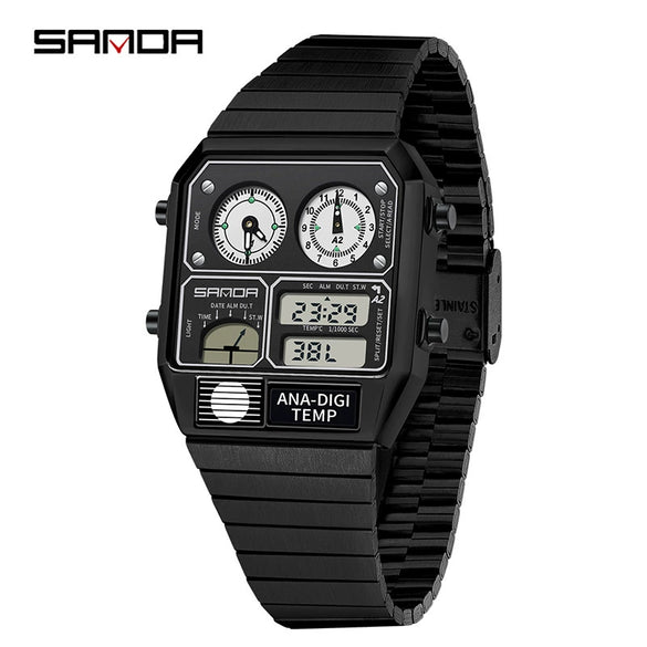 Multifunctional Electronic Watch Square Steel Band Luminous Highend Style