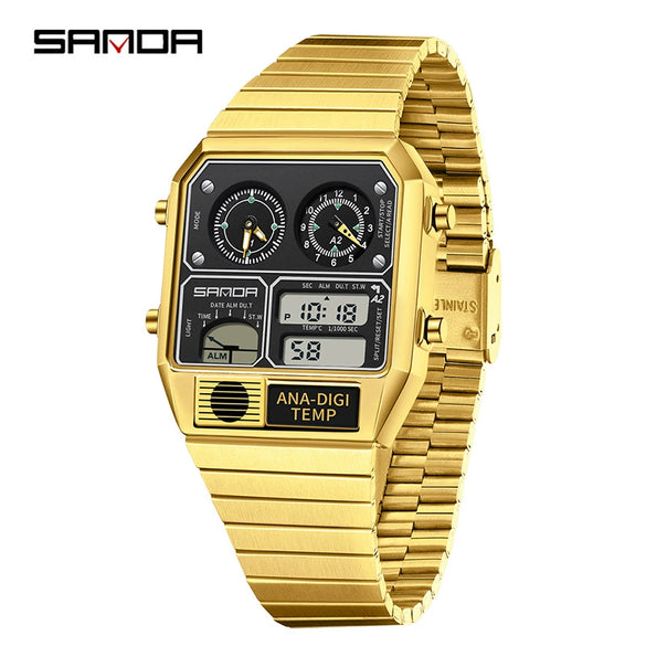 Multifunctional Electronic Watch Square Steel Band Luminous Highend Style