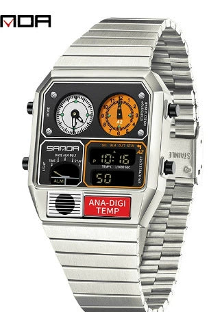 Multifunctional Electronic Watch Square Steel Band Luminous Highend Style