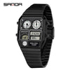 Multifunctional Electronic Watch Square Zinc Alloy Case Steel Band Highend Style
