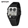 Multifunctional Electronic Watch Square Zinc Alloy Case Steel Band Highend Style
