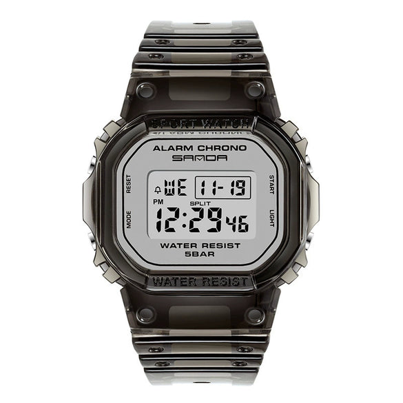 Multifunctional Electronic Waterproof Resin Strap Sports Watch With Round Dial And Mineral Strengthened Mirror For Teenagers And Students