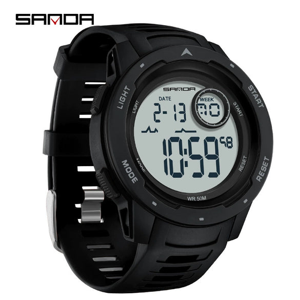 Multifunctional Electronic Waterproof Sports Men's Watch Resin Case And Strap Round Dial