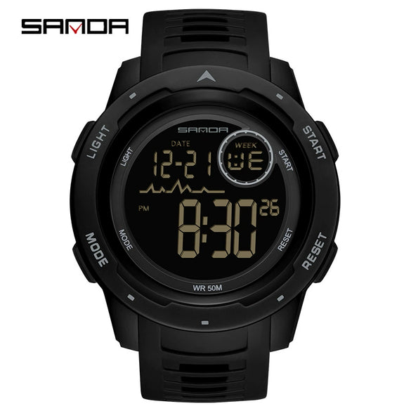 Multifunctional Electronic Waterproof Sports Men's Watch Resin Case And Strap Round Dial