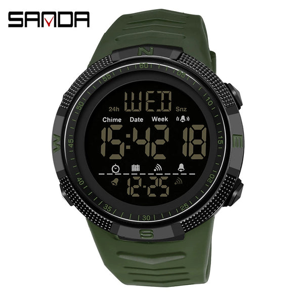 Multifunctional Electronic Waterproof Sports Watch For Men Resin Material Round Dial