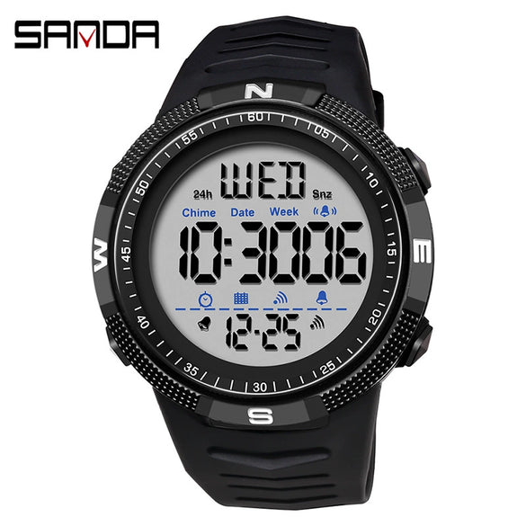 Multifunctional Electronic Waterproof Sports Watch For Men Resin Material Round Dial