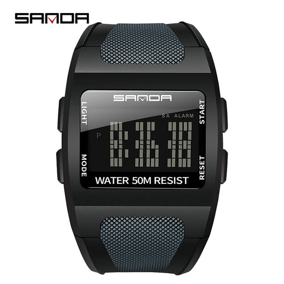Multifunctional Electronic Waterproof Sports Watch Resin Case Resin Strap Stainless Steel Clasp Round Dial Men's Fashion