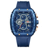 Multifunctional Fashion Business Waterproof Nonautomatic Mechanical Watch Alloy Case Stainless Steel Buckle Silicone Strap Mineral Reinforced Glass Mirror Square Dial