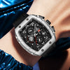 Multifunctional Fashion Business Waterproof Nonautomatic Mechanical Watch Alloy Case Stainless Steel Buckle Silicone Strap Mineral Reinforced Glass Mirror Square Dial