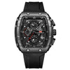 Multifunctional Fashion Business Waterproof Nonautomatic Mechanical Watch Alloy Case Stainless Steel Buckle Silicone Strap Mineral Reinforced Glass Mirror Square Dial