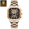 Multifunctional Fashion Men's Watch Alloy Case Stainless Steel Clasp And Strap Square Dial