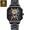 Multifunctional Fashion Men's Watch Alloy Case Stainless Steel Clasp And Strap Square Dial