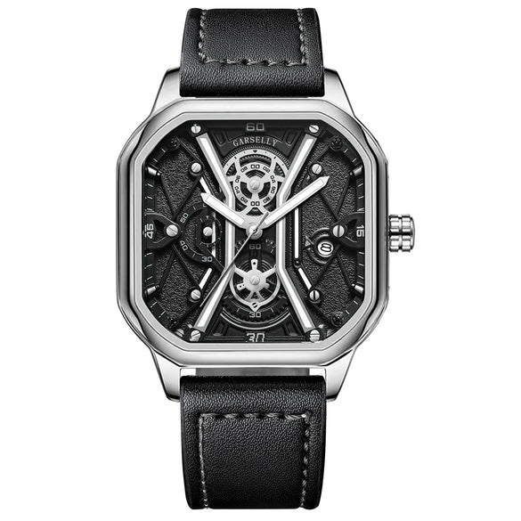Multifunctional Fashion Men's Watch Alloy Case Stainless Steel Clasp And Strap Square Dial
